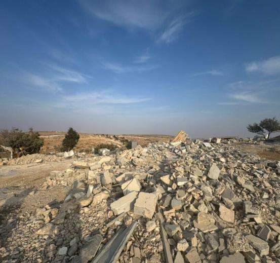 A home in Masafer Yatta, Palestine, that was demolished in 2025 by Israeli forces. 