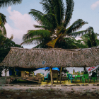 MSF bases operations on the outer island of Abaiang from an open air hut.