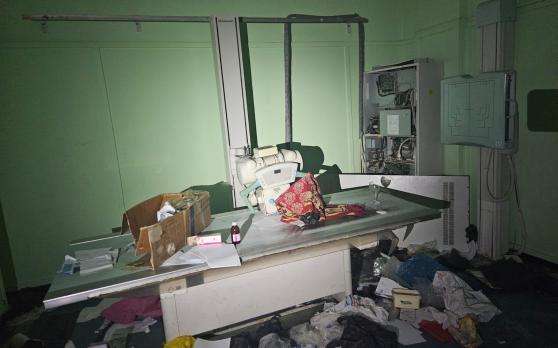 Desk in a ransacked room at Nasser Hospital in Gaza on March 13.